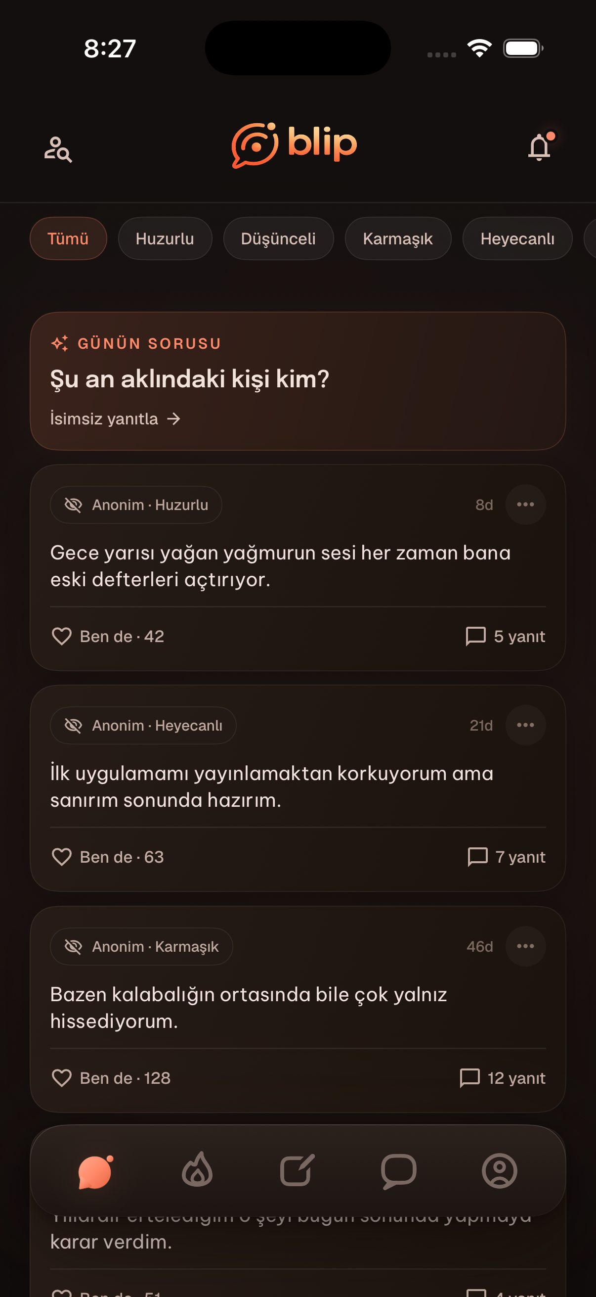 Blip — anonymous social feed